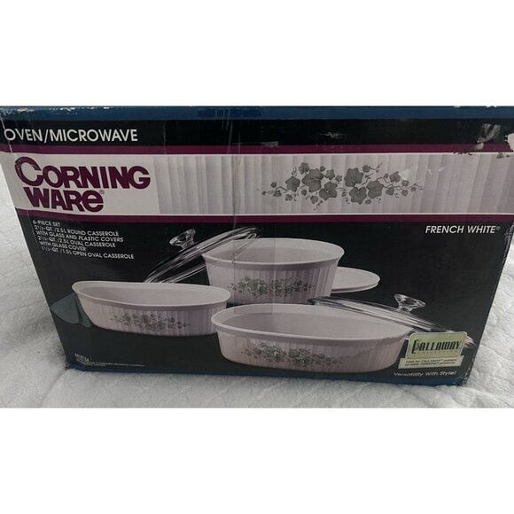 6018134 Corning Ware French white 6 piece set round oval open oval casserole - Picture 1 of 7